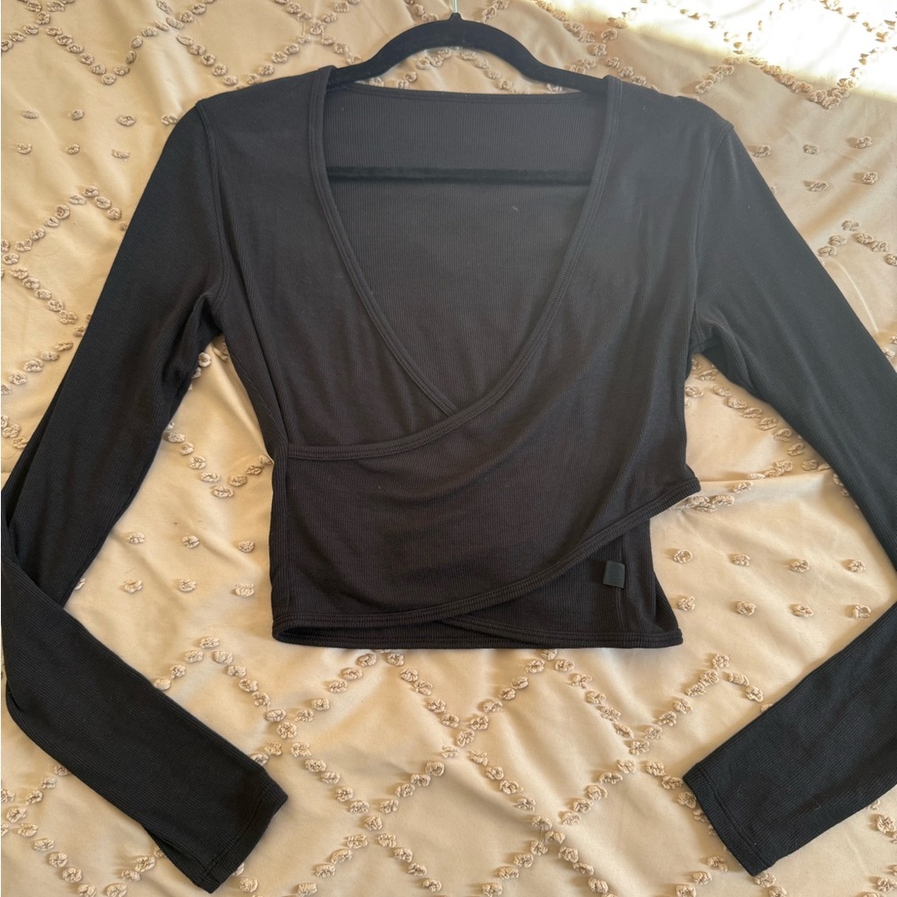 Lululemon Elegant Black Wrap Top